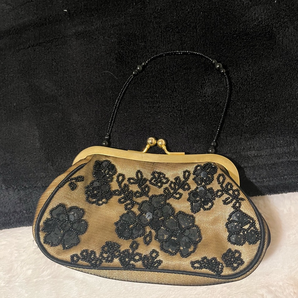 Chinese Laundry gold and black beaded mini bag!